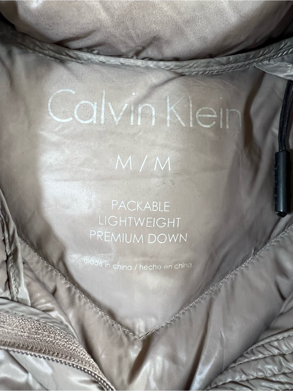 Calvin Klein Packable Premium Down Puffer Coat Taupe Gray Womens M - Picture 4 of 13